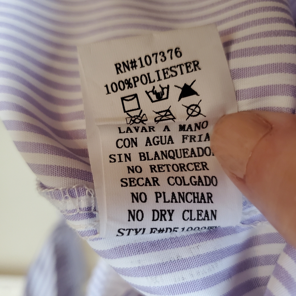 Lavender Pinstripe Shirt Dress NWT Angela Plus Best Fit Lg/XL - Picture 12 of 14